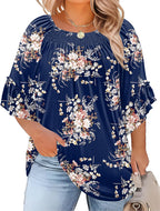 Plus Size Ruffle Sleeve Tunic Top