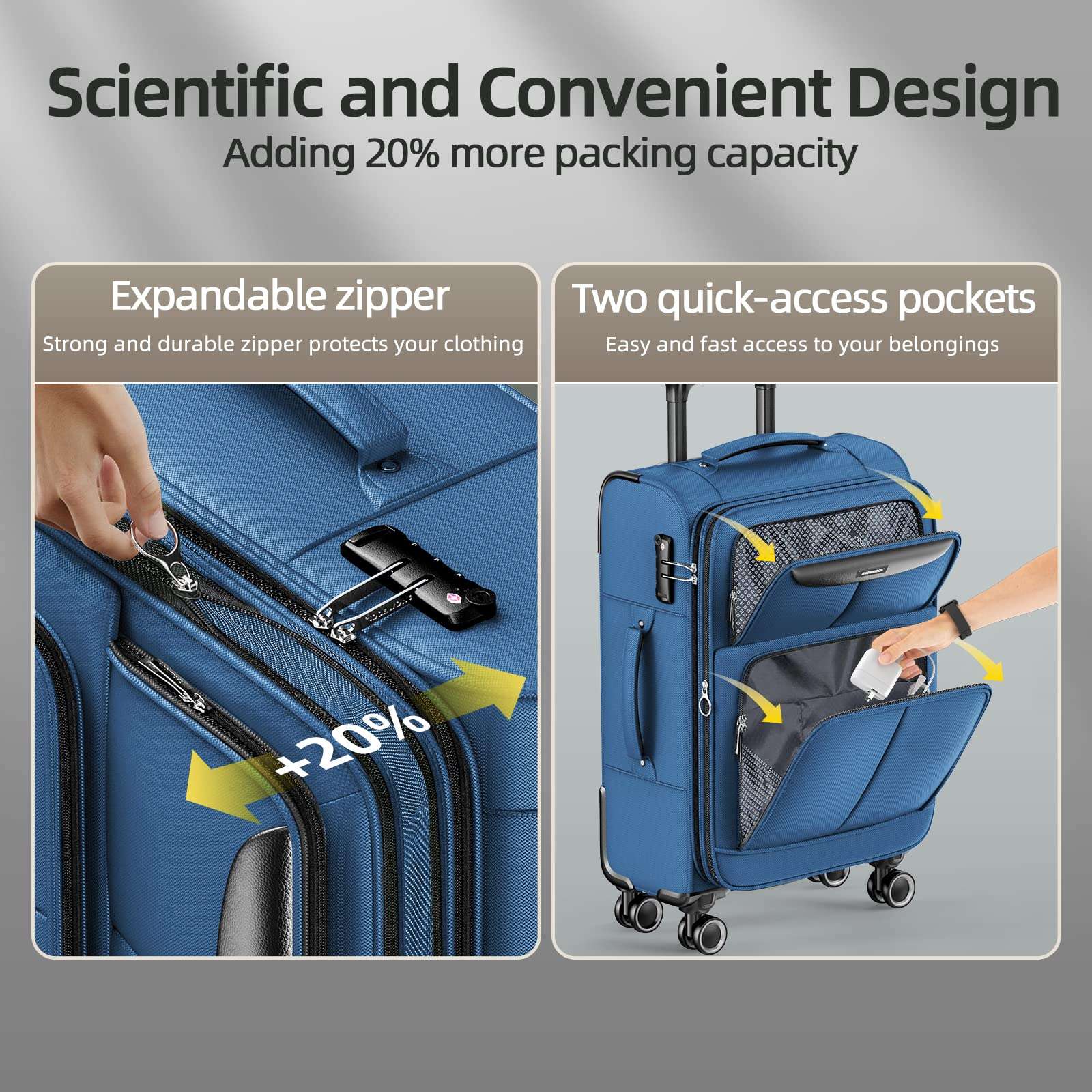 SHOWKOO Armygreen 3-Piece Expandable Luggage Set - Luggage Travel Bags by Handbags Specialist Headquarter | Available at Handbags Specialist Headquarter