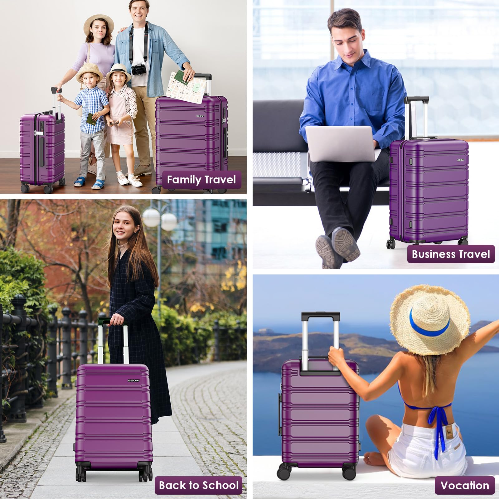 BEOW Spinner Luggage Set - Luggage Travel Bags by Handbags Specialist Headquarter | Available at Handbags Specialist Headquarter