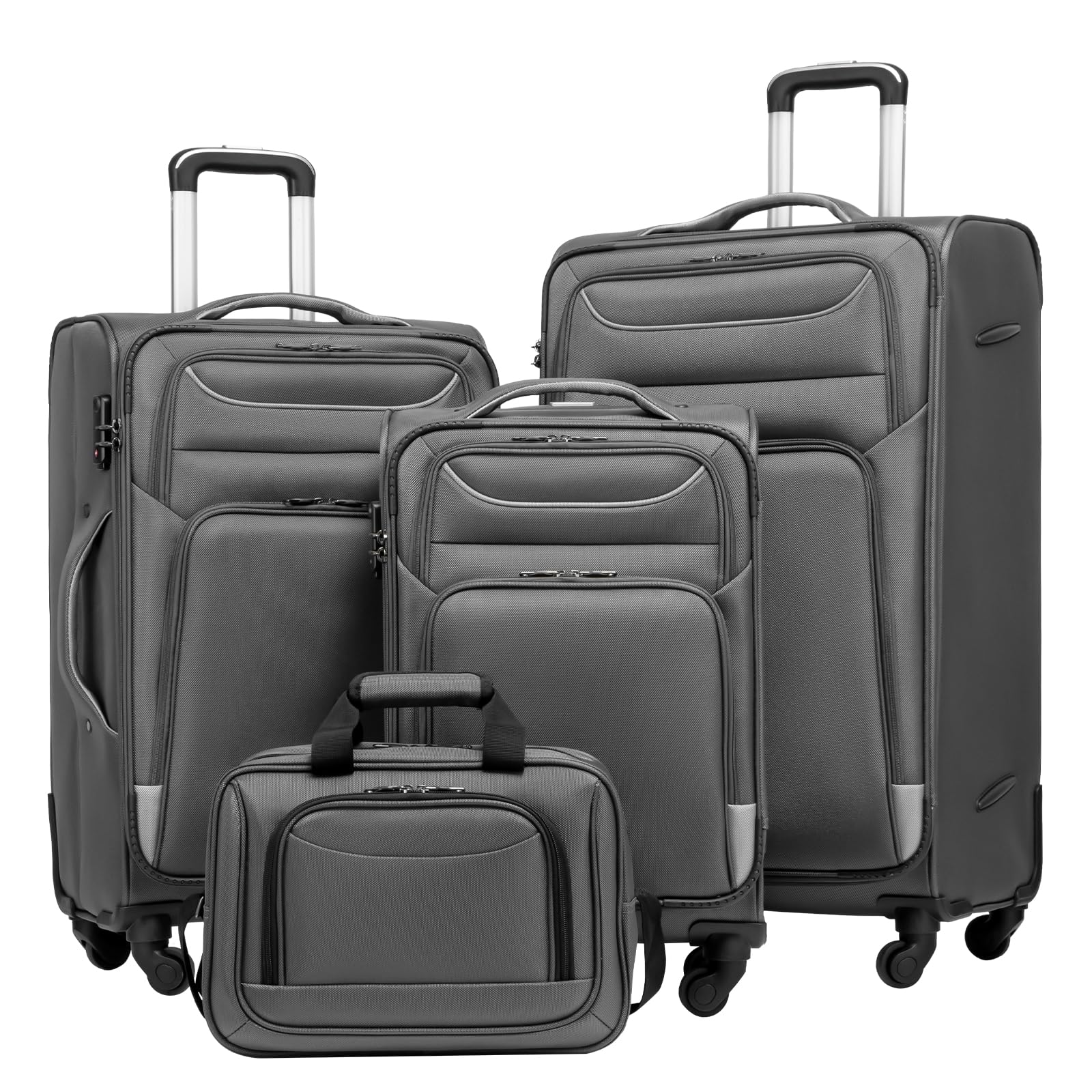 Coolife 4-Piece Softshell Spinner Luggage Set -  by Handbags Specialist Headquarter | Available at Handbags Specialist Headquarter