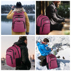 Volher Anti-Theft USB Laptop Backpack - Rose Red