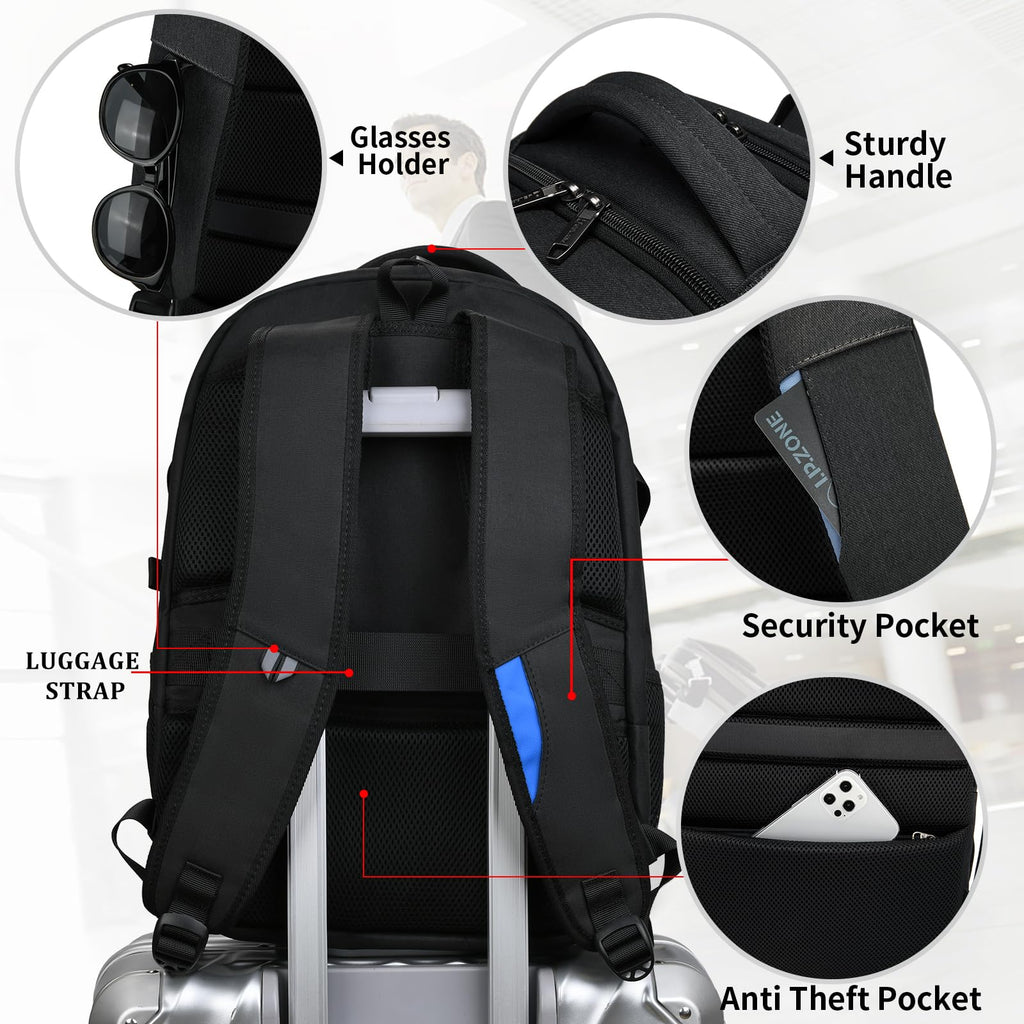 DUSLANG Travel Laptop Backpack with USB Port - Black - Backpack Bags by Handbags Specialist Headquarter | Available at Handbags Specialist Headquarter