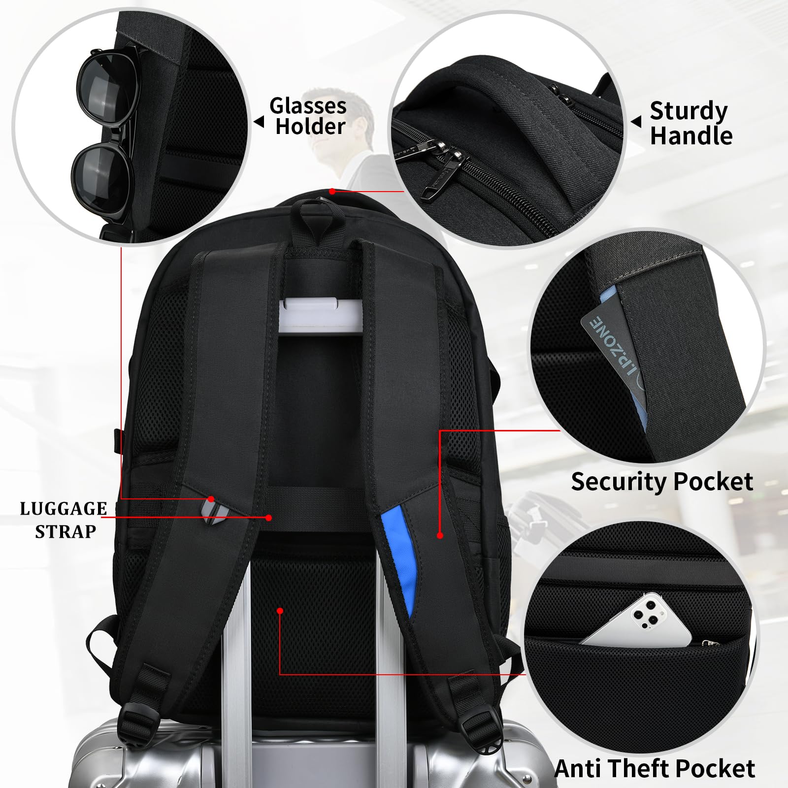 DUSLANG Travel Laptop Backpack with USB Port - Black - Backpack Bags by Handbags Specialist Headquarter | Available at Handbags Specialist Headquarter