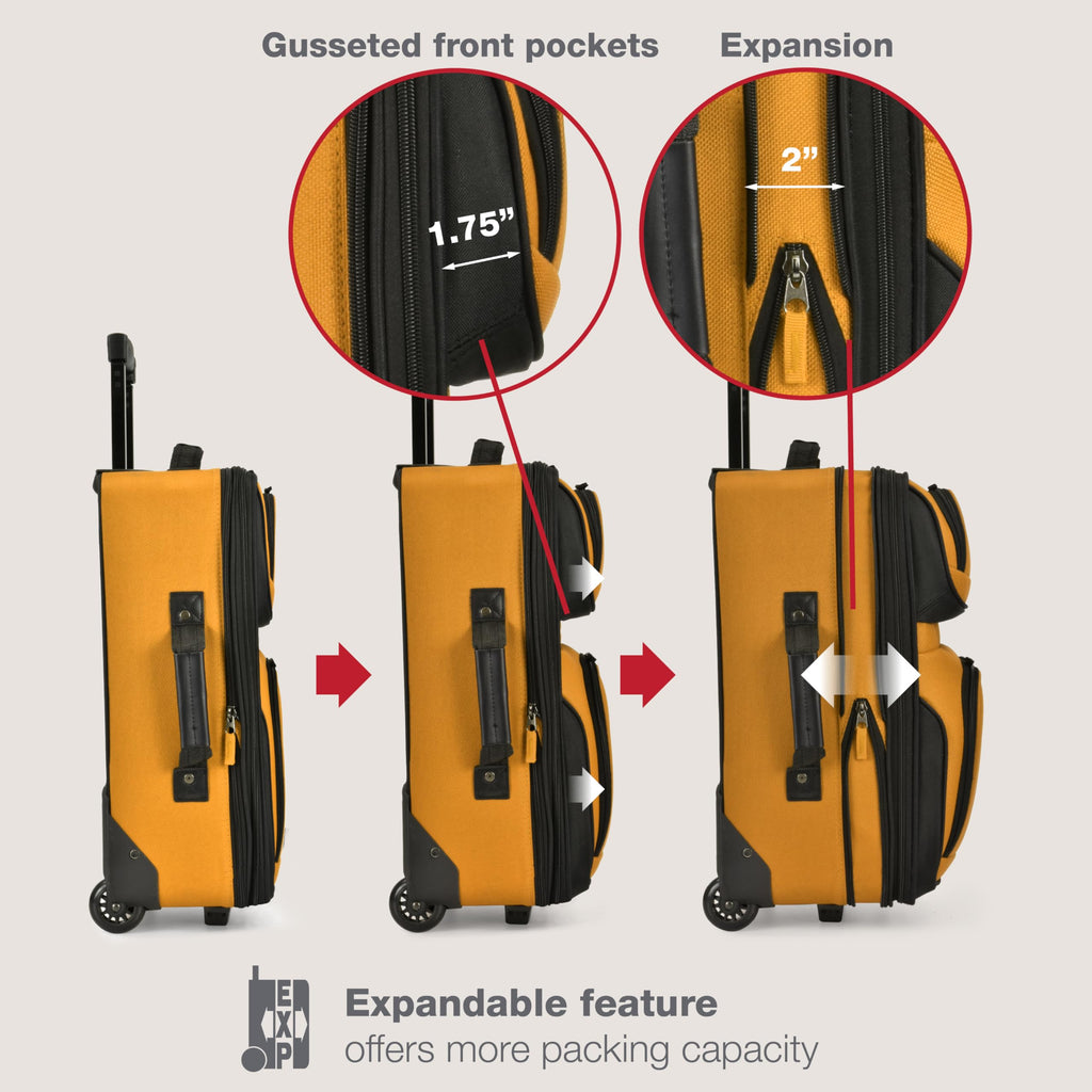 U.S. Traveler Rio Expandable Orange Carry-on -  by Handbags Specialist Headquarter | Available at Handbags Specialist Headquarter