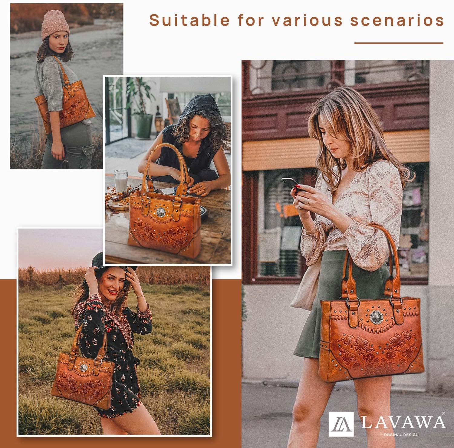 Vintage Western Tote: Embossed Concho Shoulder Bag - Totes by Handbags Specialist Headquarter | Available at Handbags Specialist Headquarter