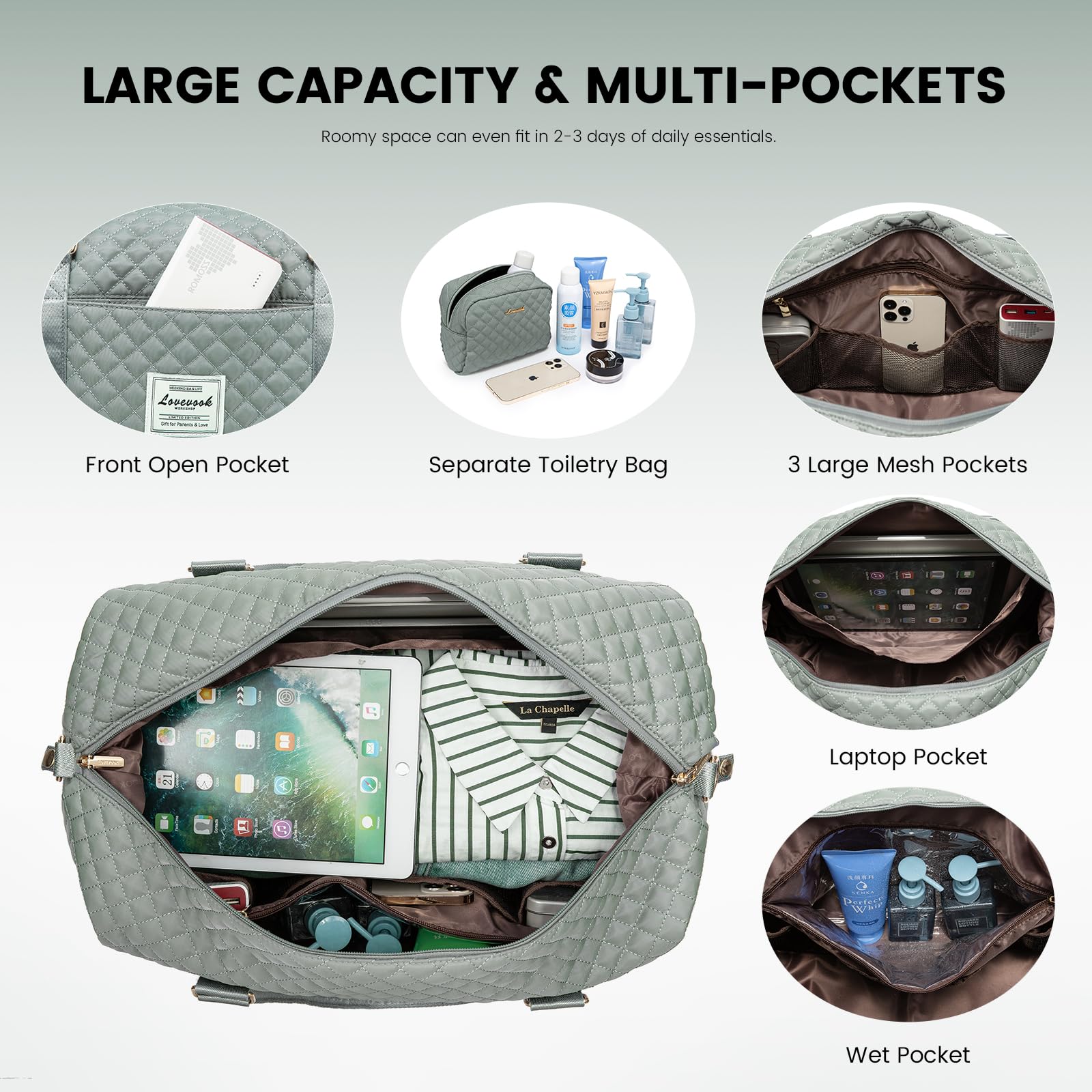 LOVEVOOK All-in-One Duffle: Travel & Gym Ready - Luggage Travel Bags by Handbags Specialist Headquarter | Available at Handbags Specialist Headquarter