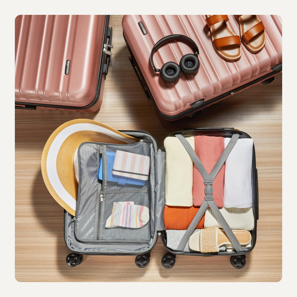 Rose Gold Hardside Carry-On - Luggage Travel Bags by Handbags Specialist Headquarter | Available at Handbags Specialist Headquarter