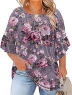 Plus Size Ruffle Sleeve Tunic Top