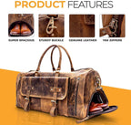 Leather Travel Duffle Bag Cabin Friendly Carry-On