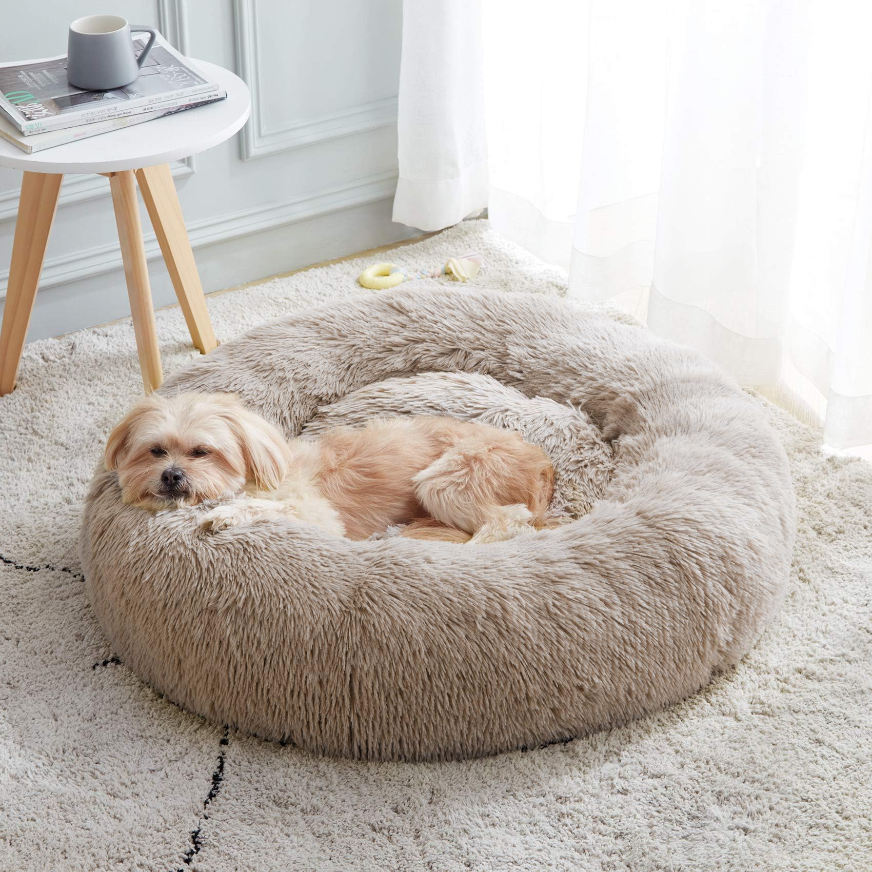 PawCozy Nest: Plush Anti-Anxiety Pet Bed, Light Grey -  by Handbags Specialist Headquarter | Available at Handbags Specialist Headquarter