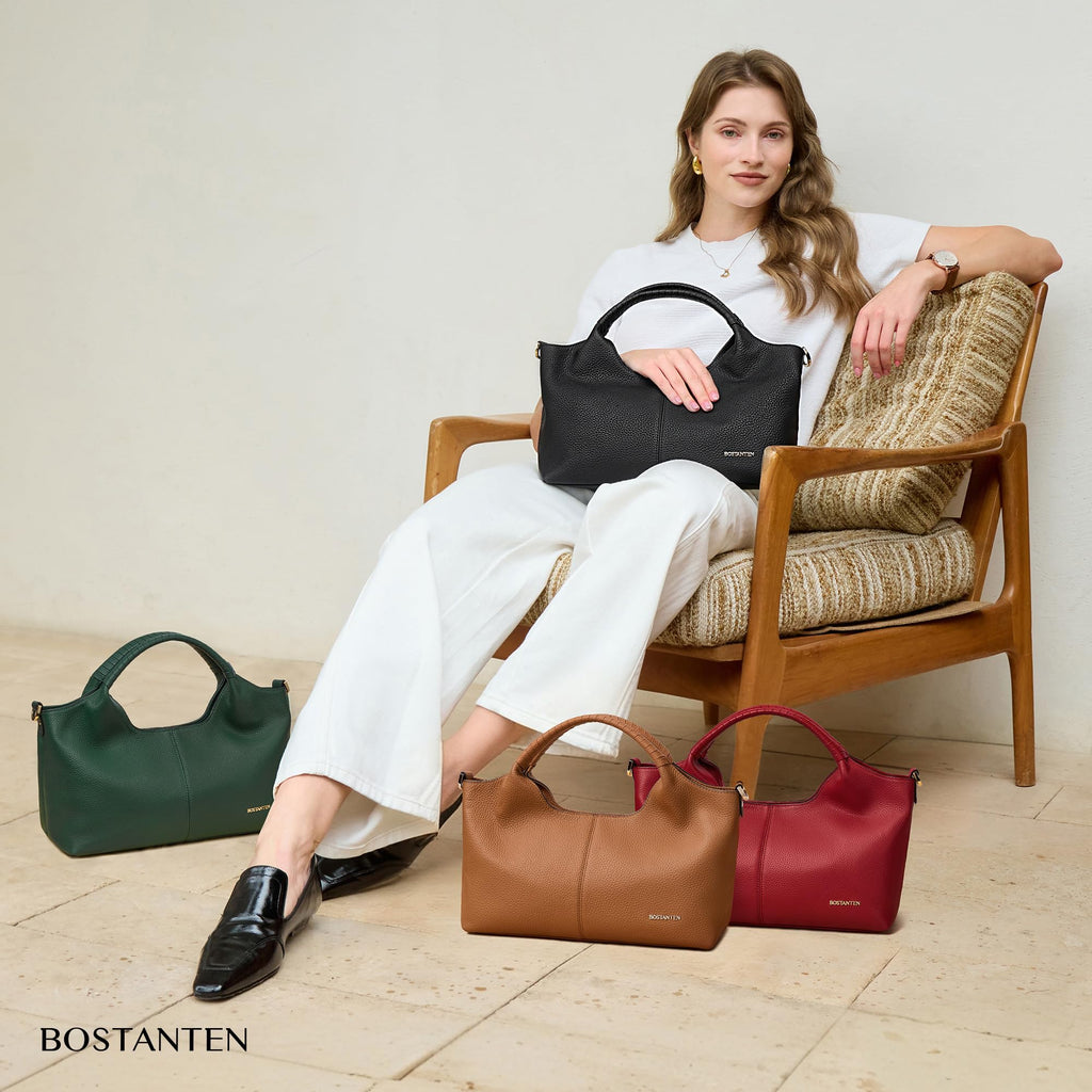 BOSTANTEN Leather Satchel Crossbody Handbag for Women