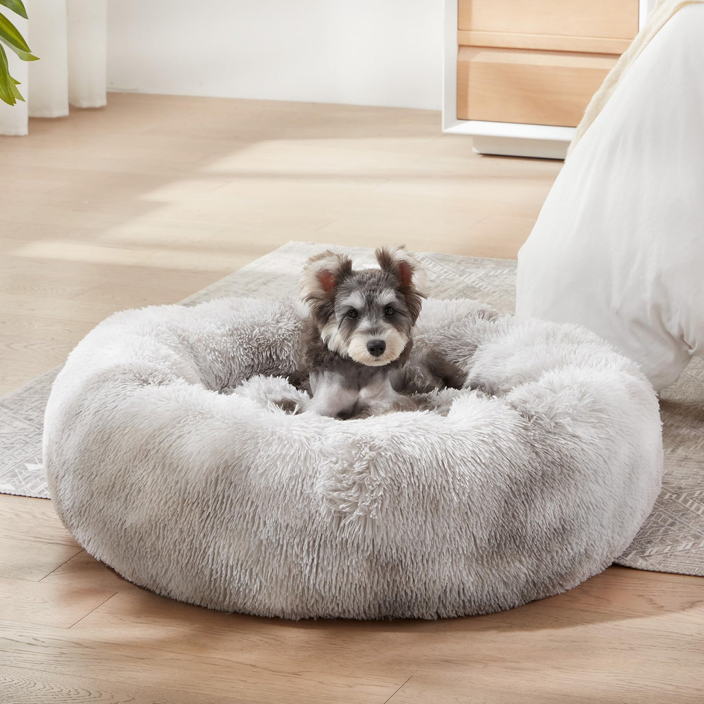 PawCozy Nest: Plush Anti-Anxiety Pet Bed, Light Grey -  by Handbags Specialist Headquarter | Available at Handbags Specialist Headquarter