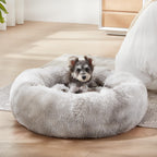 PawCozy Nest: Plush Anti-Anxiety Pet Bed, Light Grey -  by Handbags Specialist Headquarter | Available at Handbags Specialist Headquarter
