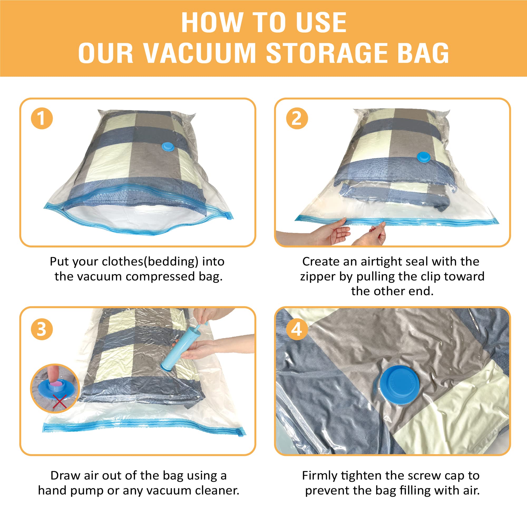 CozyVac Travel Bags with Pump - 6 Pack Space Savers -  by Handbags Specialist Headquarter | Available at Handbags Specialist Headquarter