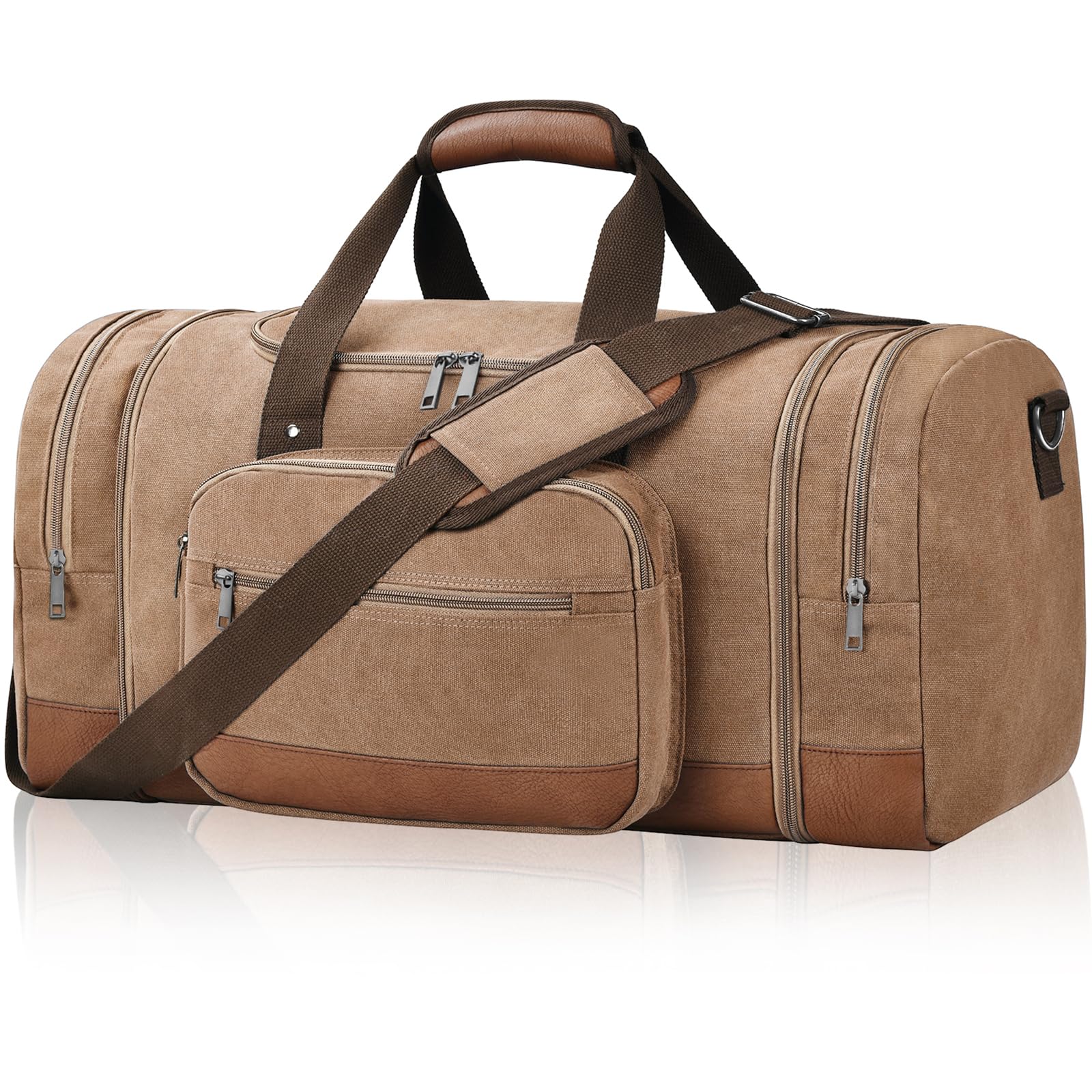 50L/60L Canvas Duffel - Multi-Pocket Travel Bag
