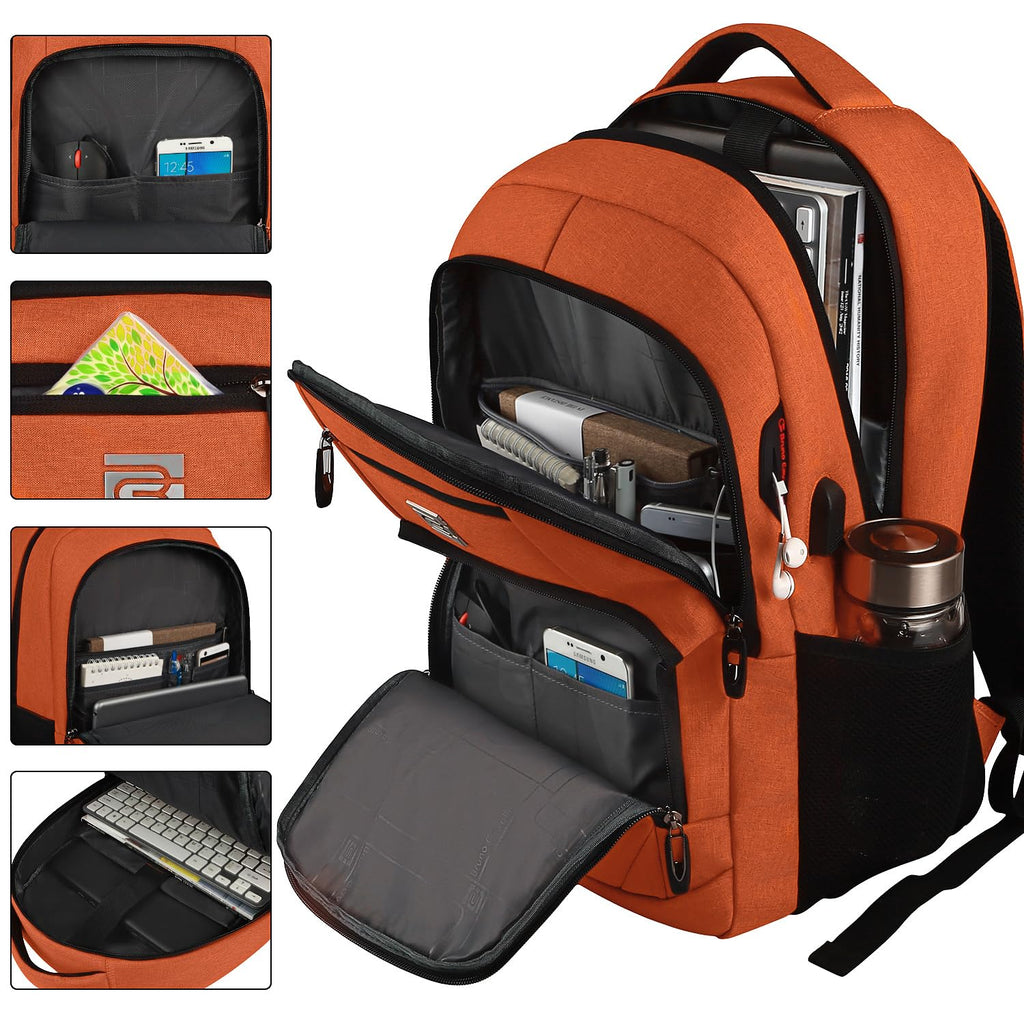 Volher Anti-Theft USB Laptop Backpack - Rose Red