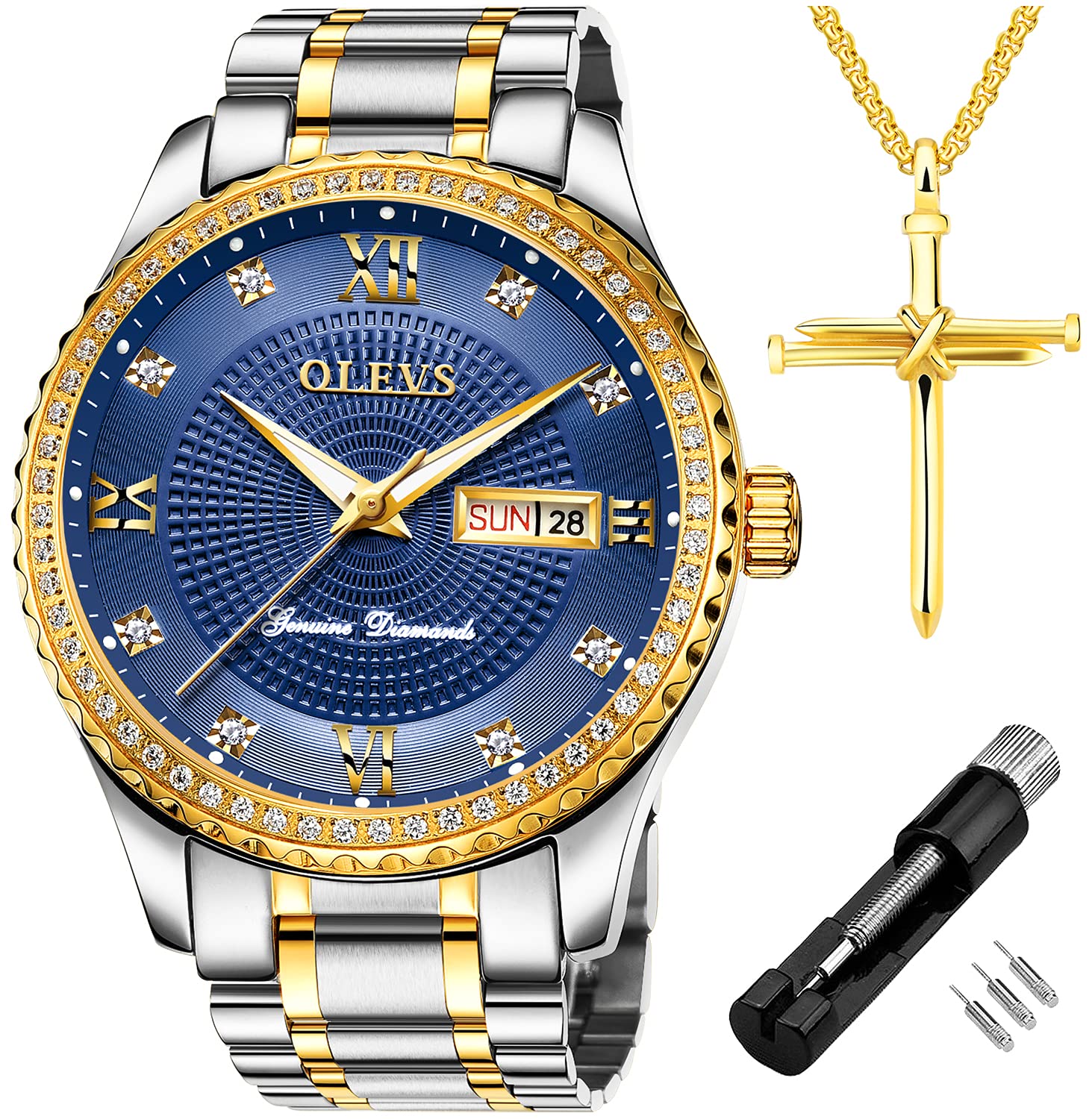 OLEVS Luxe: Men's Golden Dial Quartz Business Watch