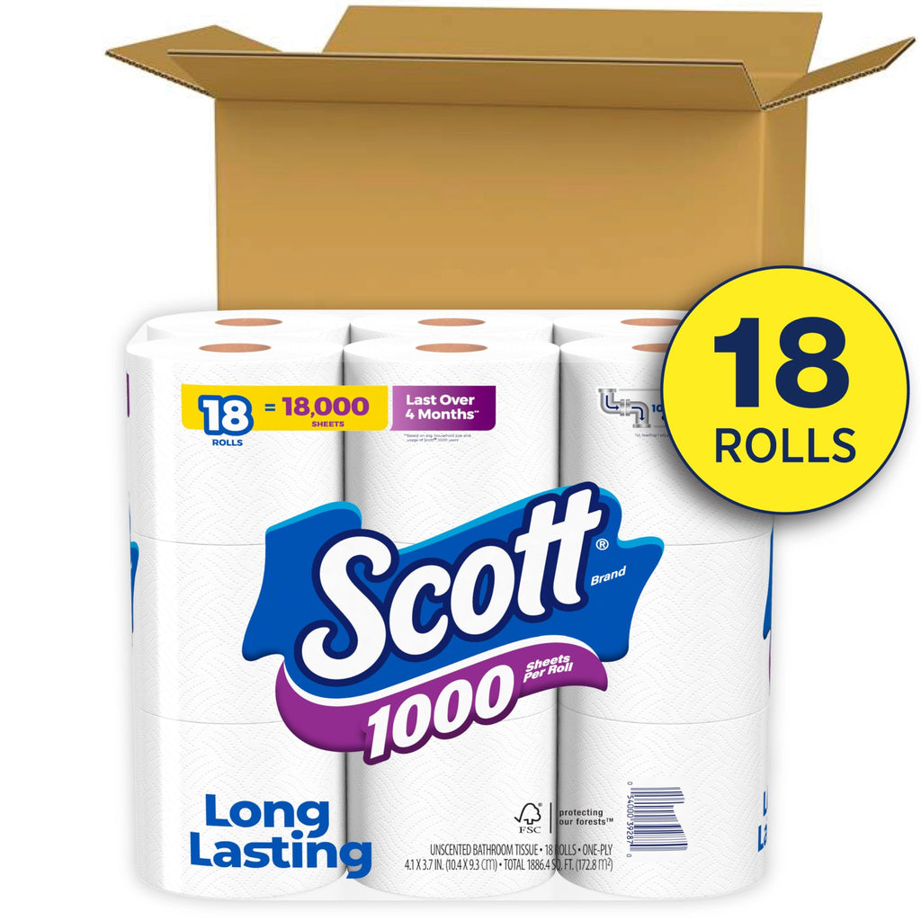 Scott 1000 Toilet Paper, 32 Rolls, Septic-Safe, 1-Ply Toilet Tissue - Toilet Paper by Handbags Specialist Headquarter | Available at Handbags Specialist Headquarter