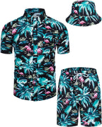TUNEVUSE Men's Hawaiian Shirt & Shorts Set