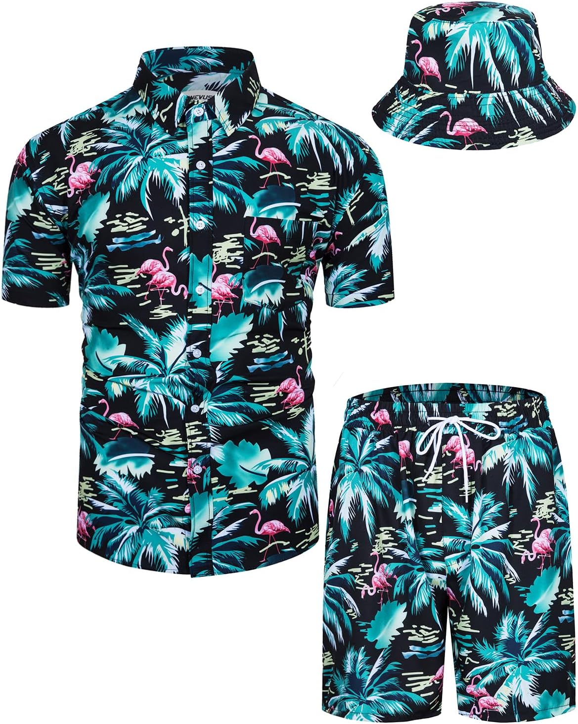 TUNEVUSE Men's Hawaiian Shirt & Shorts Set