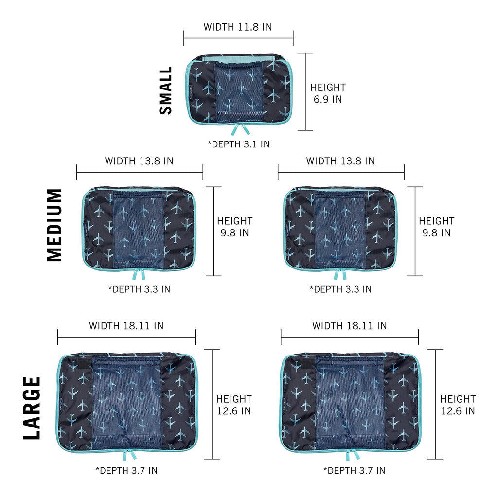 TravelWise Weekender Packing Cube Set - Silver 5-Piece - Luggage Travel Bags by Handbags Specialist Headquarter | Available at Handbags Specialist Headquarter