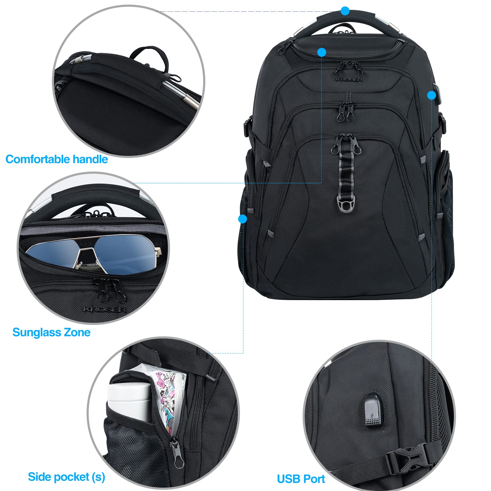 KROSER XL Shield Backpack - RFID & Water-Repellent - Backpack Bags by Handbags Specialist Headquarter | Available at Handbags Specialist Headquarter