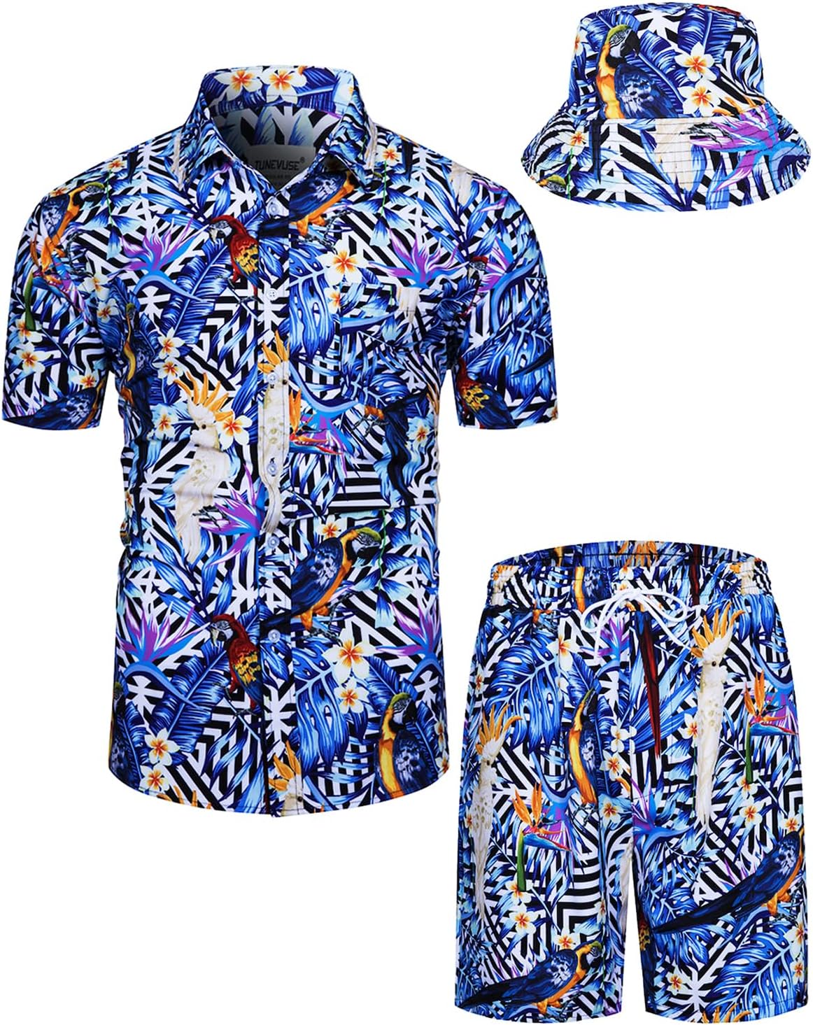 TUNEVUSE Men's Hawaiian Shirt & Shorts Set