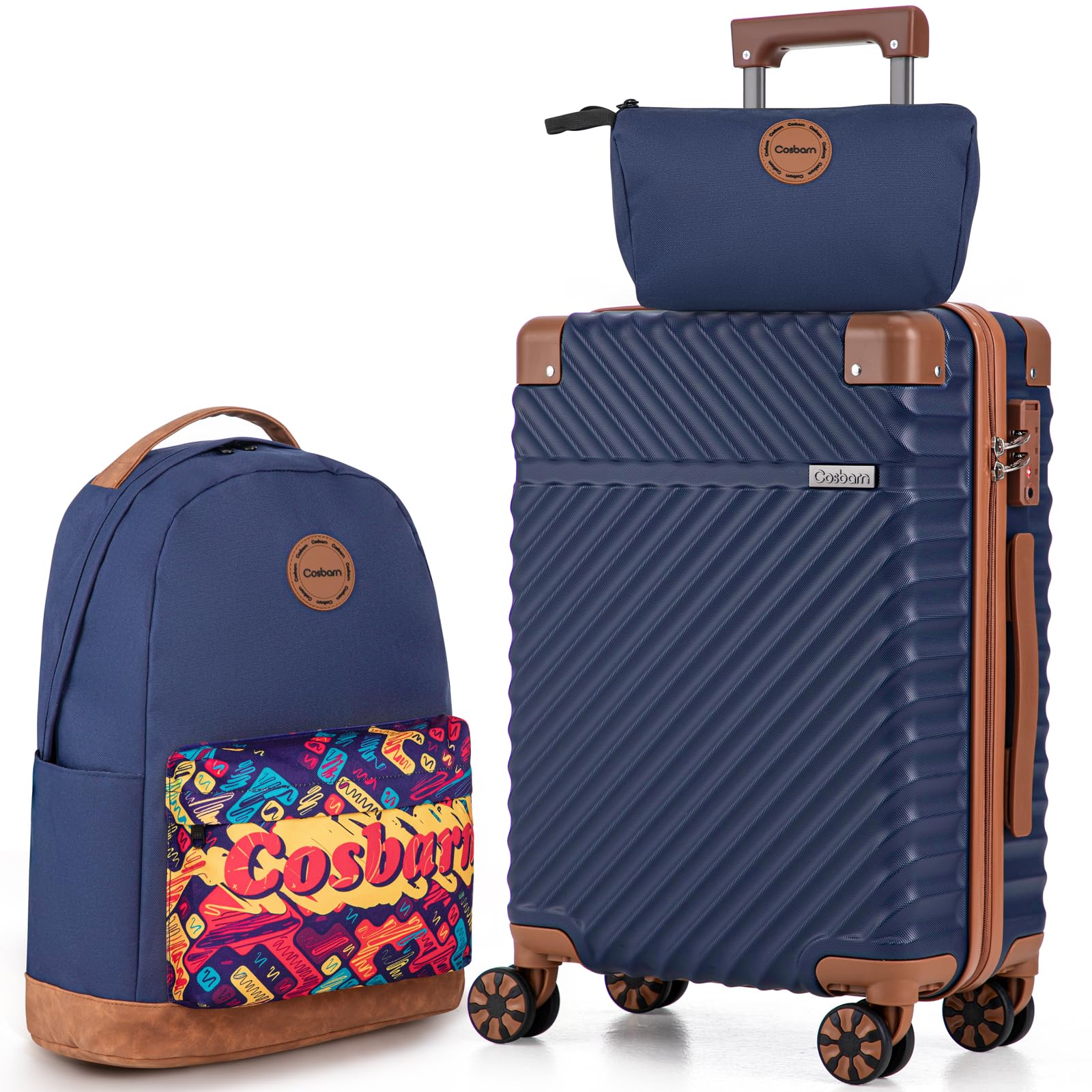 Cosbarn 5-Piece Hardshell Luggage Set - Dark Blue