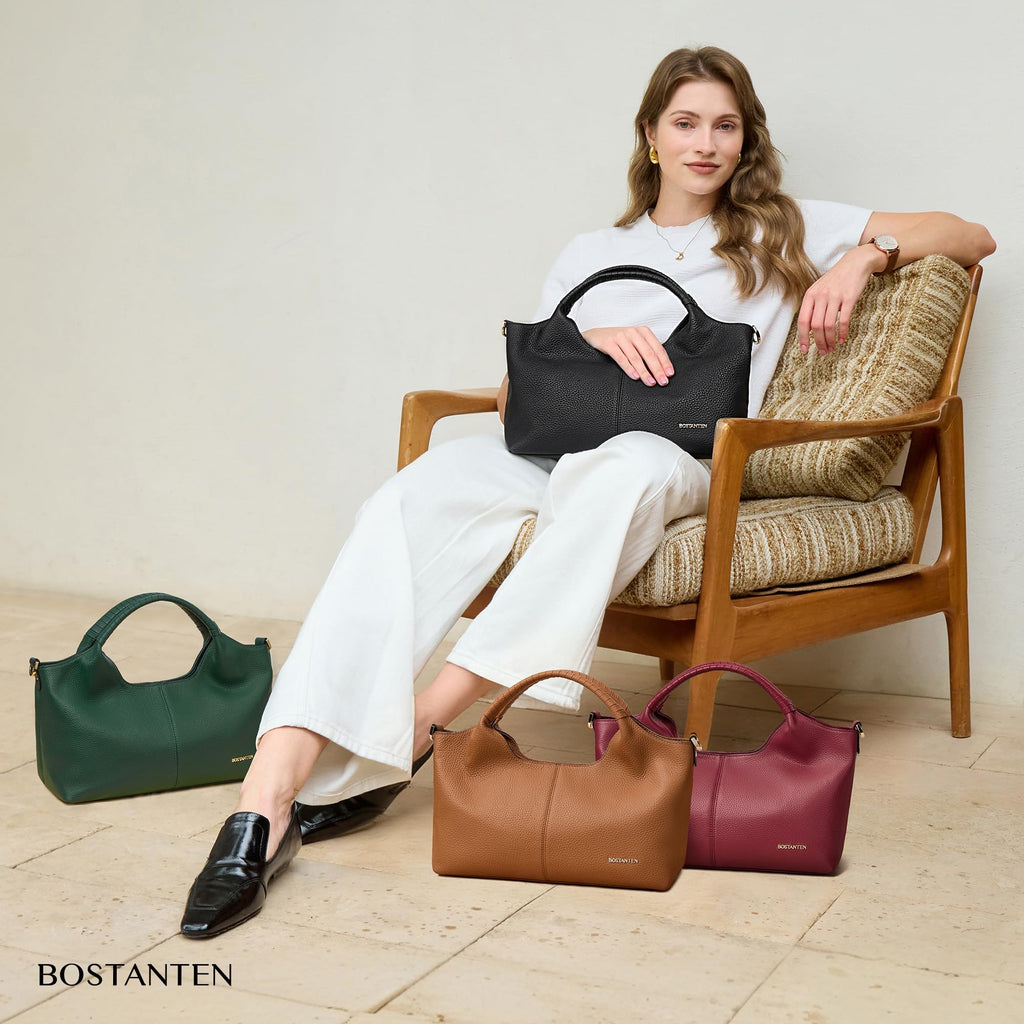 BOSTANTEN Leather Satchel Crossbody Handbag for Women