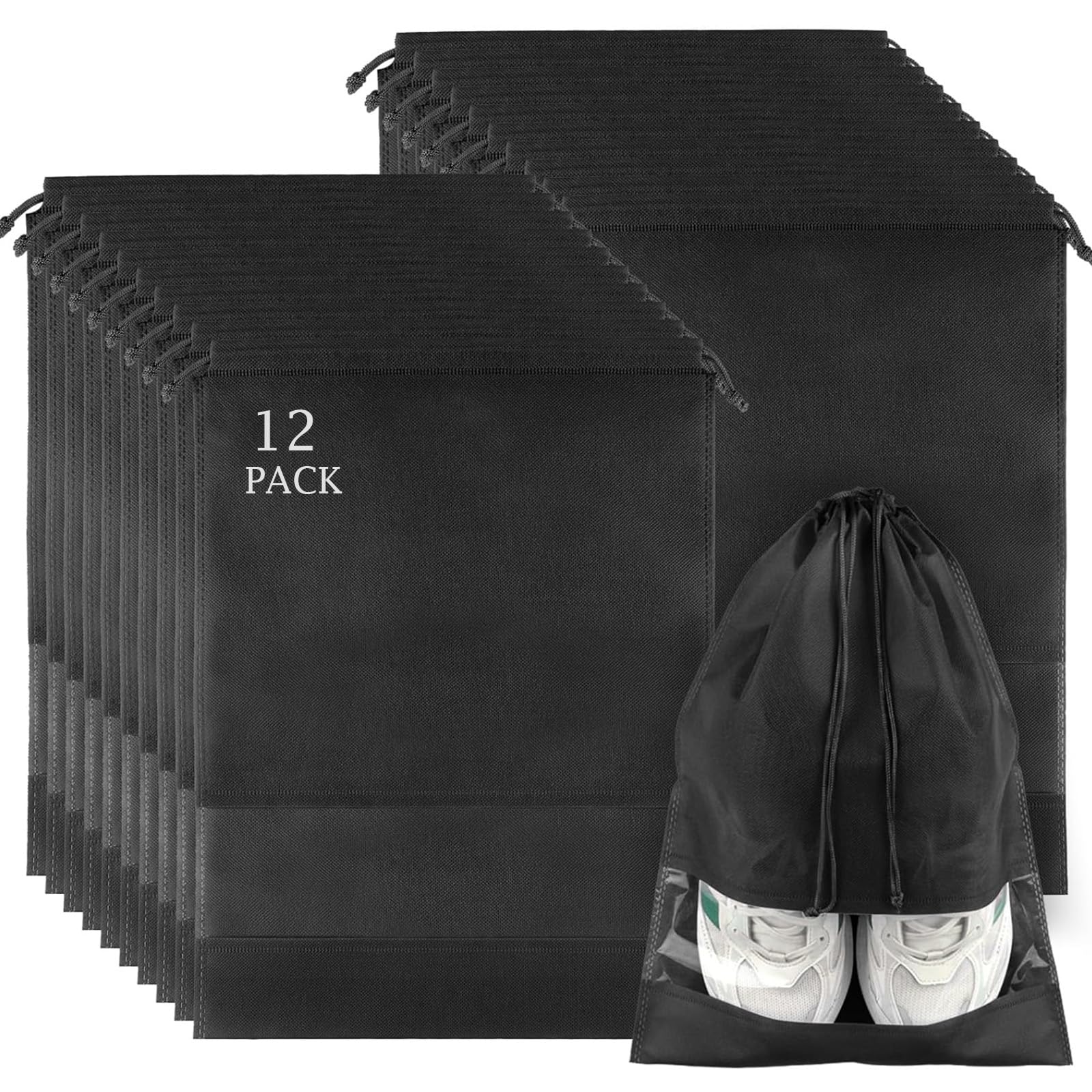 Clear View Travel Shoe Bags - 12 Pack -  by Handbags Specialist Headquarter | Available at Handbags Specialist Headquarter