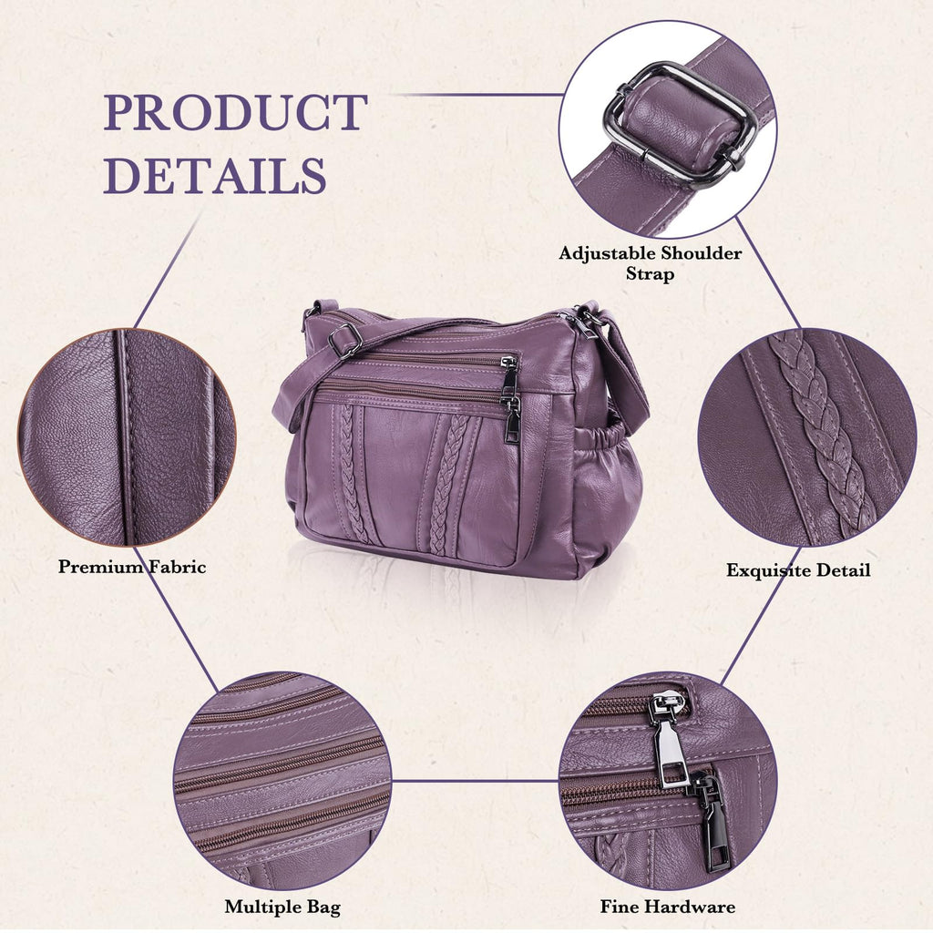 ELDA Chic Crossbody: Soft PU Leather Multi-Pocket Bag - Handbags by Handbags Specialist Headquarter | Available at Handbags Specialist Headquarter