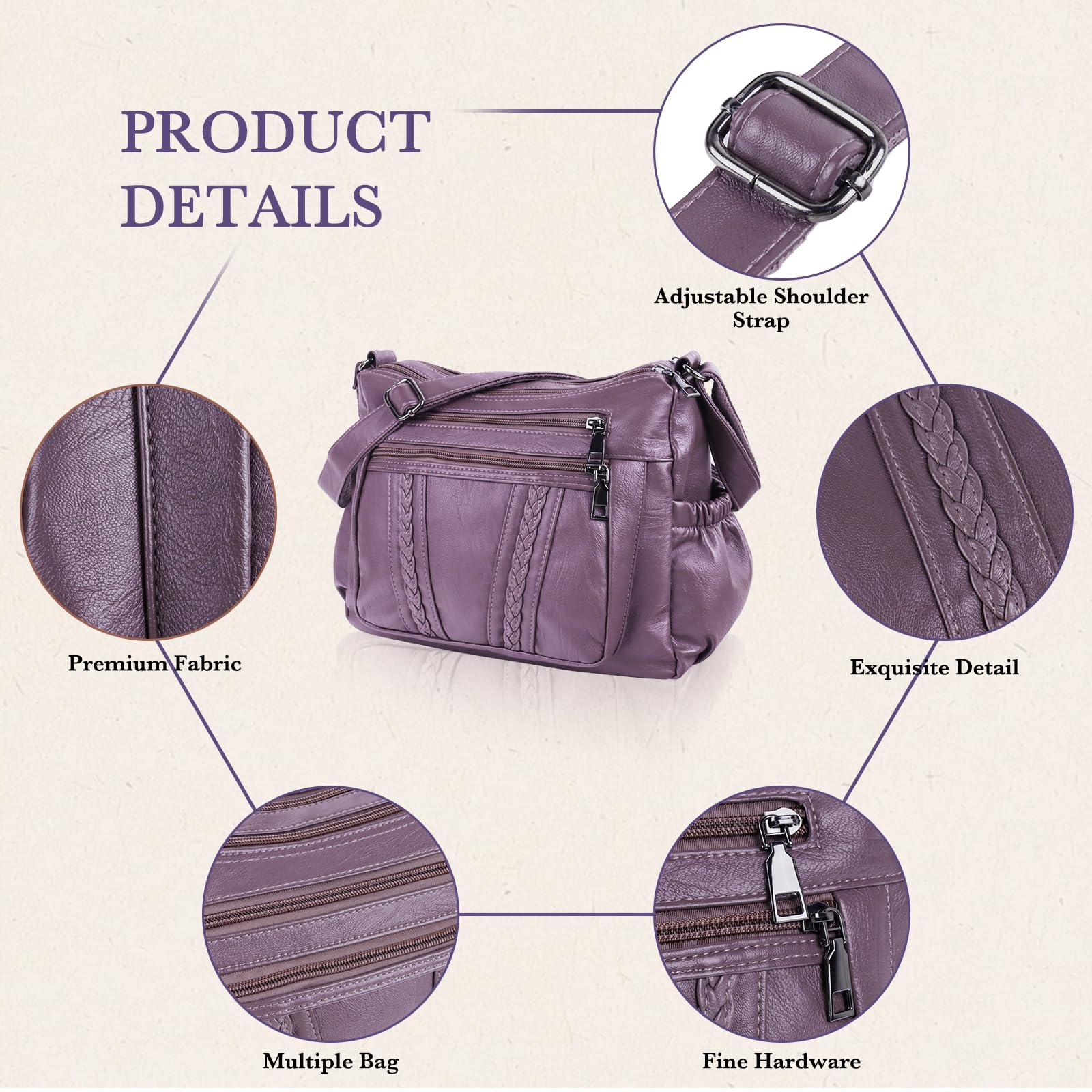 ELDA Chic Crossbody: Soft PU Leather Multi-Pocket Bag - Handbags by Handbags Specialist Headquarter | Available at Handbags Specialist Headquarter