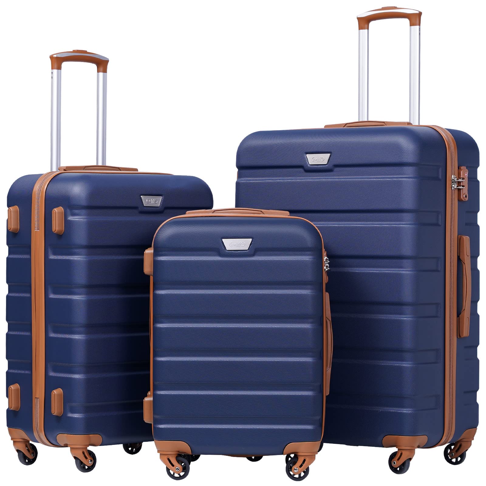 Coolife 3-Piece Hardshell Luggage Set - Navy