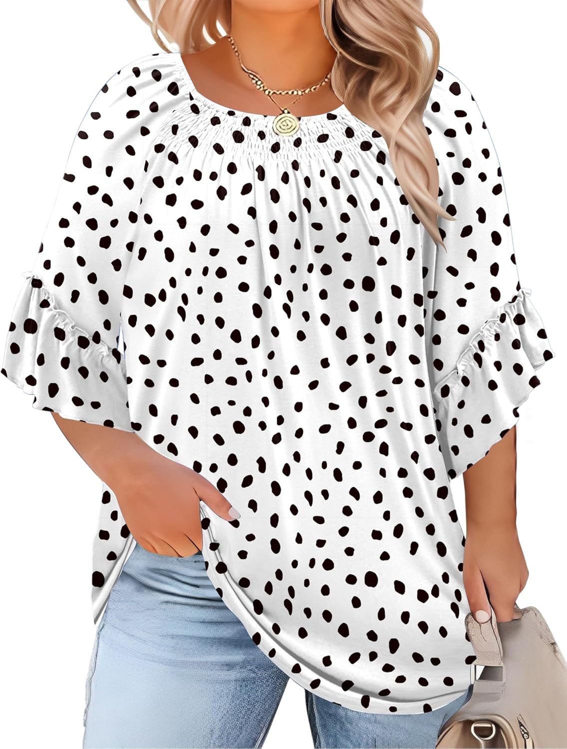 Plus Size Ruffle Sleeve Tunic Top