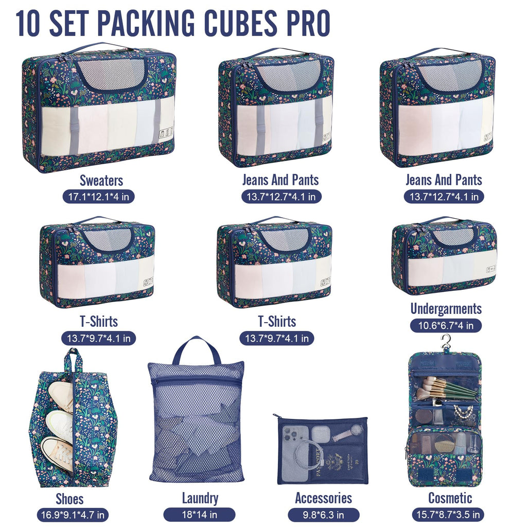 Veken Travel Cubes - 8 Piece Set - Luggage Travel Bags by Handbags Specialist Headquarter | Available at Handbags Specialist Headquarter