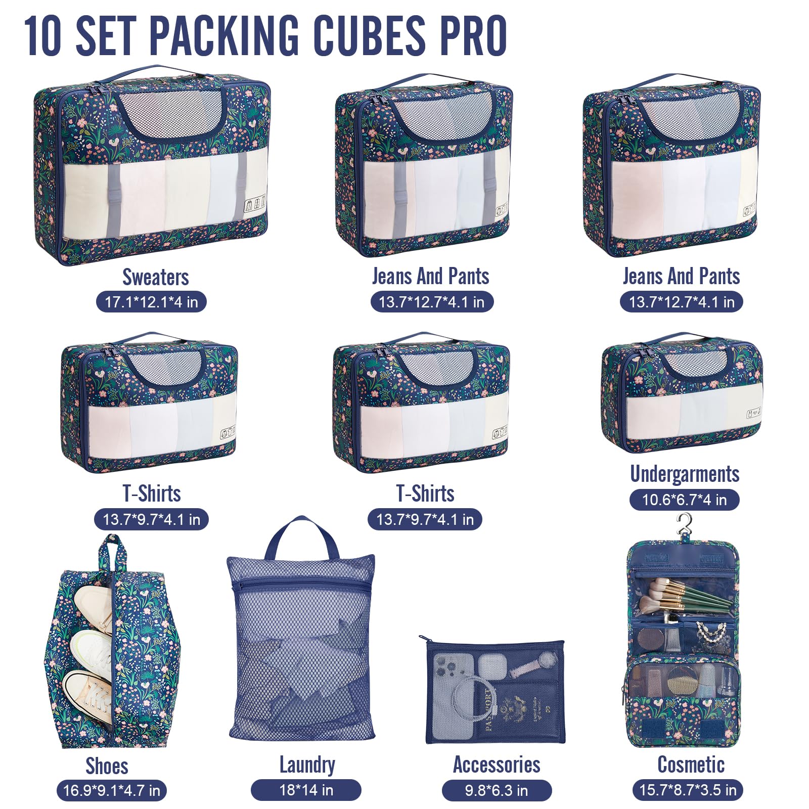 Veken Travel Cubes - 8 Piece Set - Luggage Travel Bags by Handbags Specialist Headquarter | Available at Handbags Specialist Headquarter