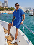 COOFANDY Men's 2 Piece Polo Shirt & Shorts Set
