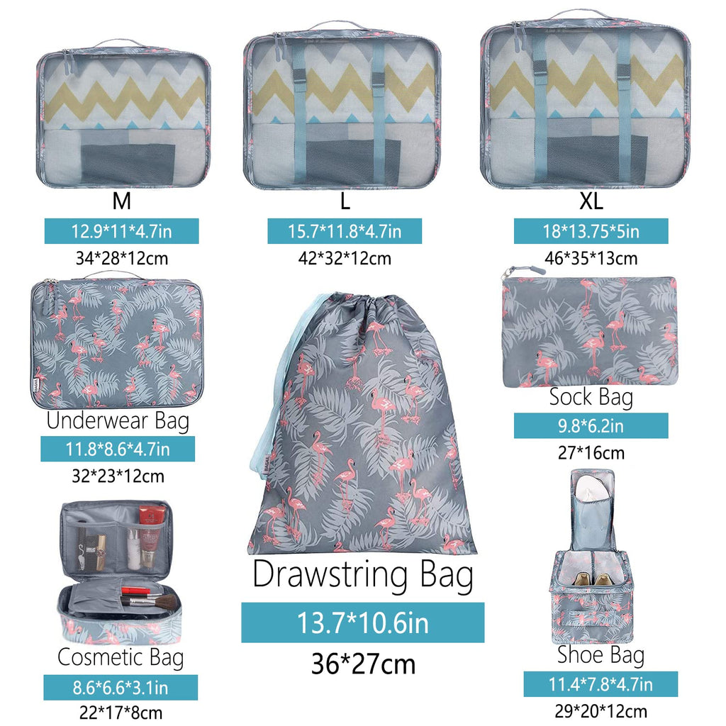 TravelMate 8-Piece Packing Cubes - Luggage Travel Bags by Handbags Specialist Headquarter | Available at Handbags Specialist Headquarter
