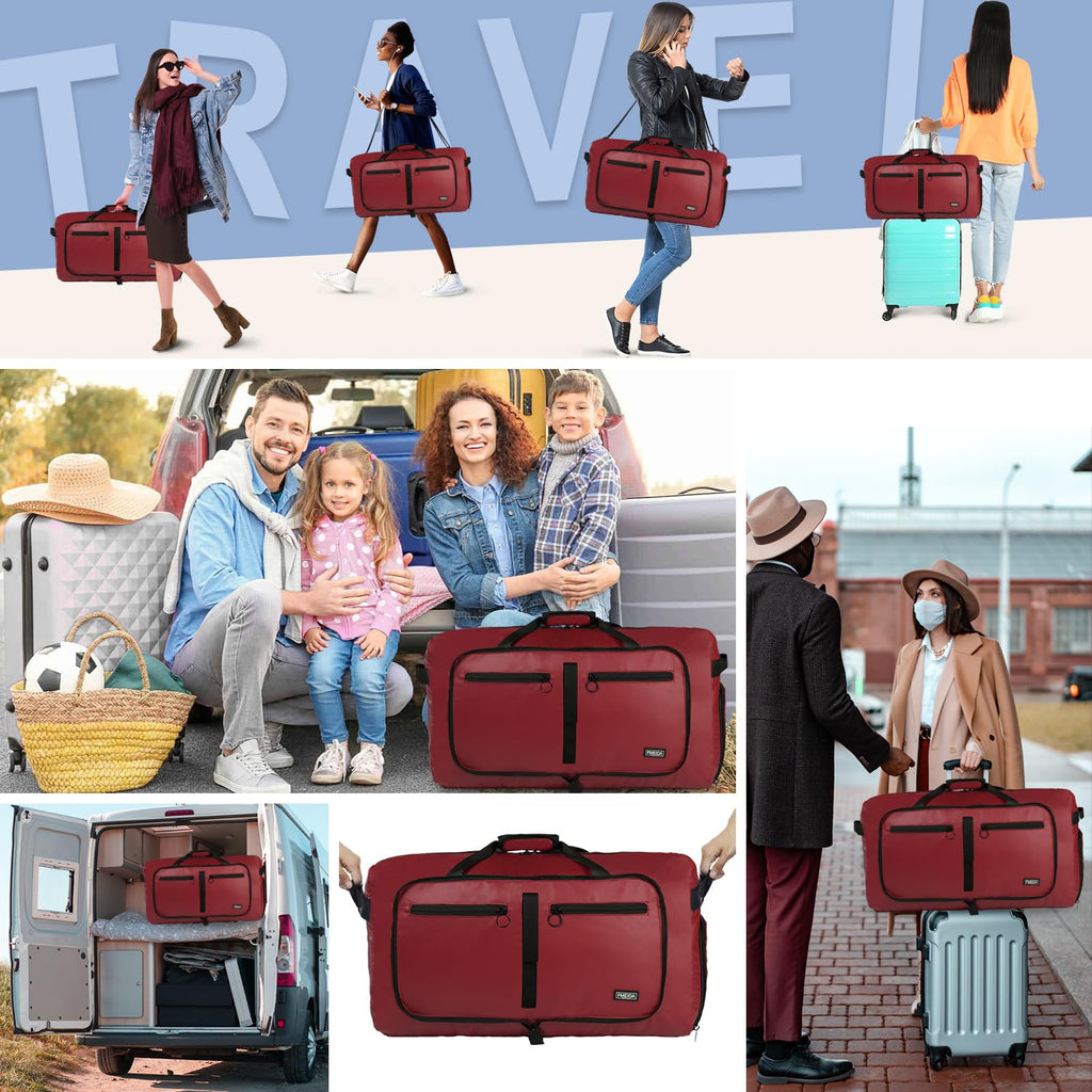 Foldable 65L Duffle Bag with Shoe Compartment