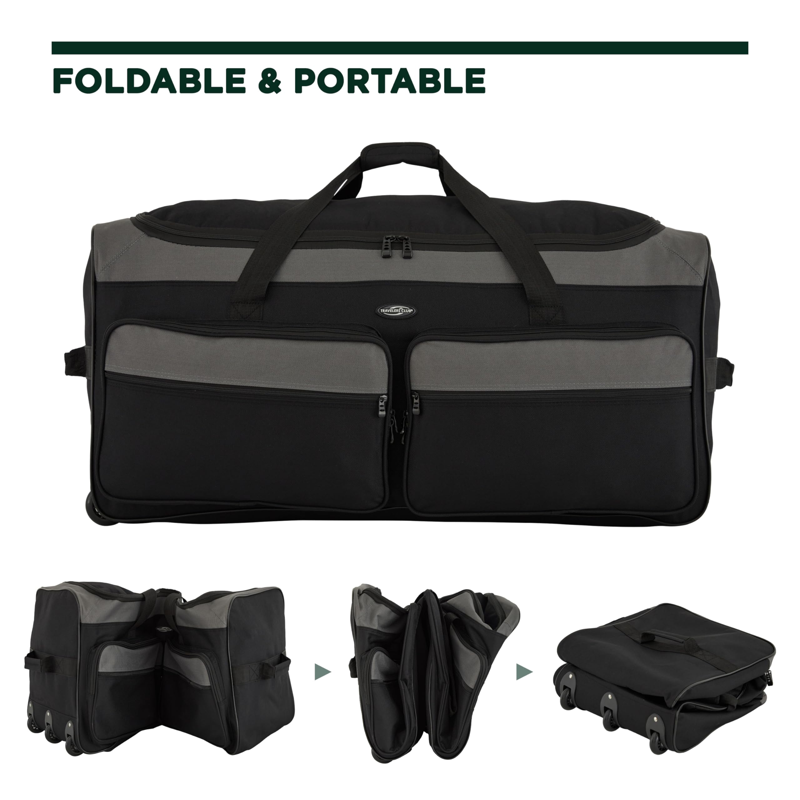 Travelers Club 36" Asgard 3-Wheel Rolling Duffel Bag -  by Handbags Specialist Headquarter | Available at Handbags Specialist Headquarter