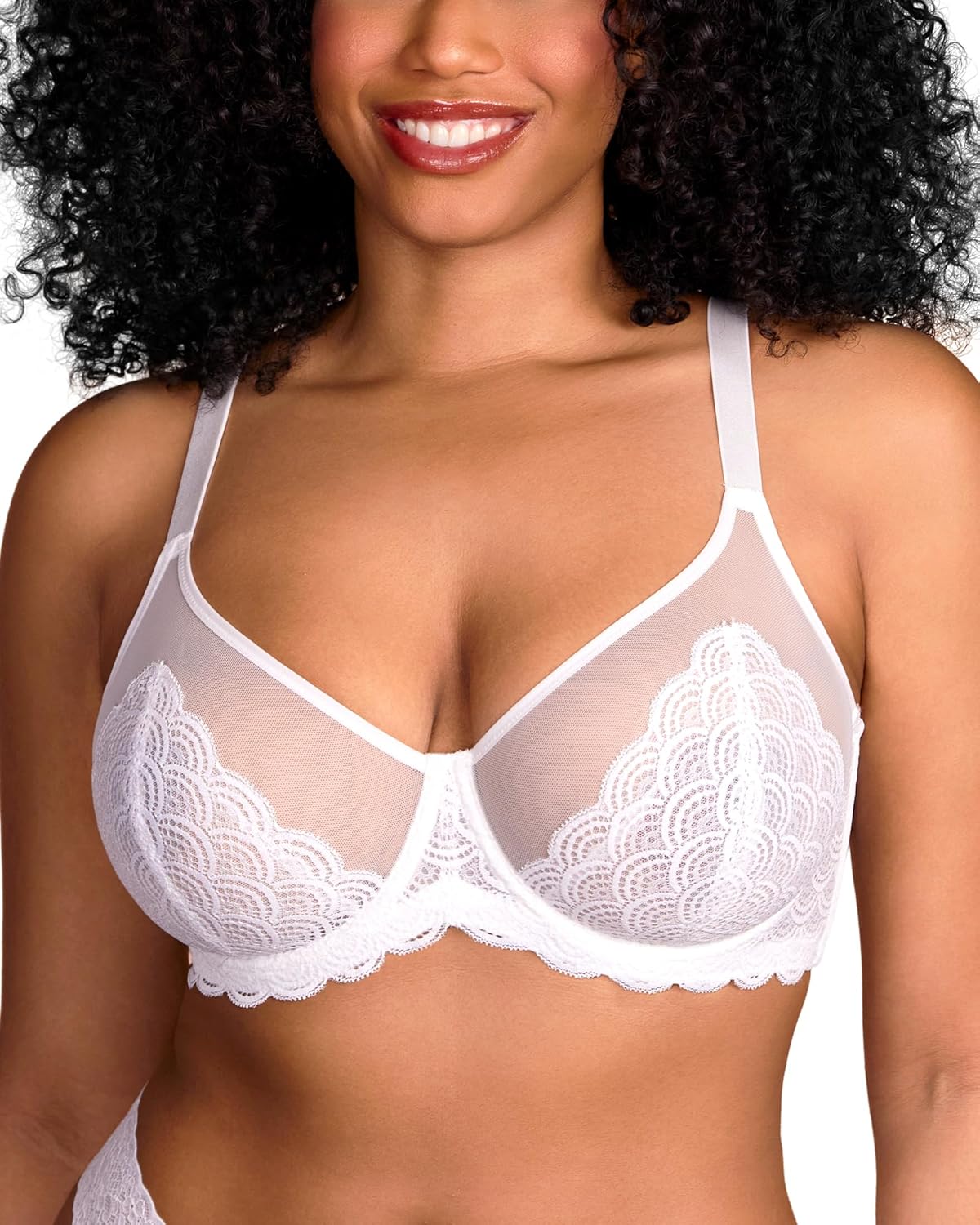HSIA Minimizer Bras for Women Large Bust Full Coverage Lace Plus Size Bra - Mermaid Scales