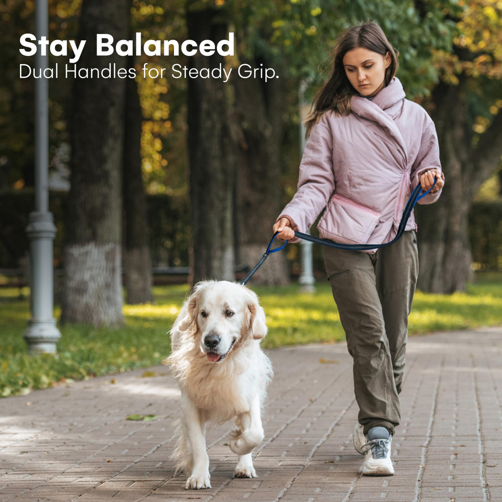 RhinoGrip Aqua: Double Handle Reflective Dog Leash -  by Handbags Specialist Headquarter | Available at Handbags Specialist Headquarter