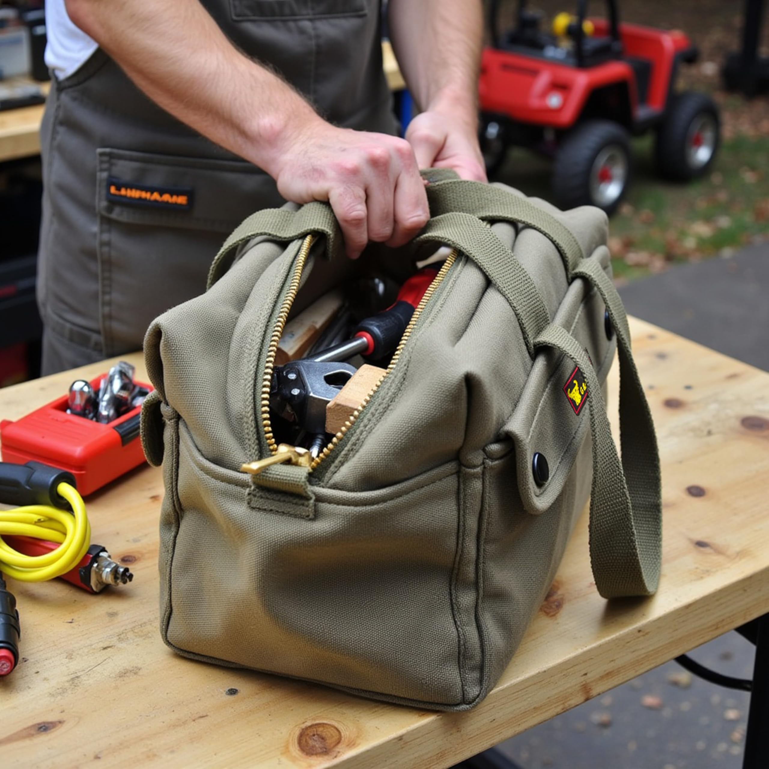Waxed Canvas Military Duffle Bag, Olive Green