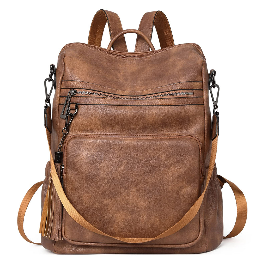 DUO-TONE Luxe Women's Leather Travel Backpack - Backpack Bags by Handbags Specialist Headquarter | Available at Handbags Specialist Headquarter