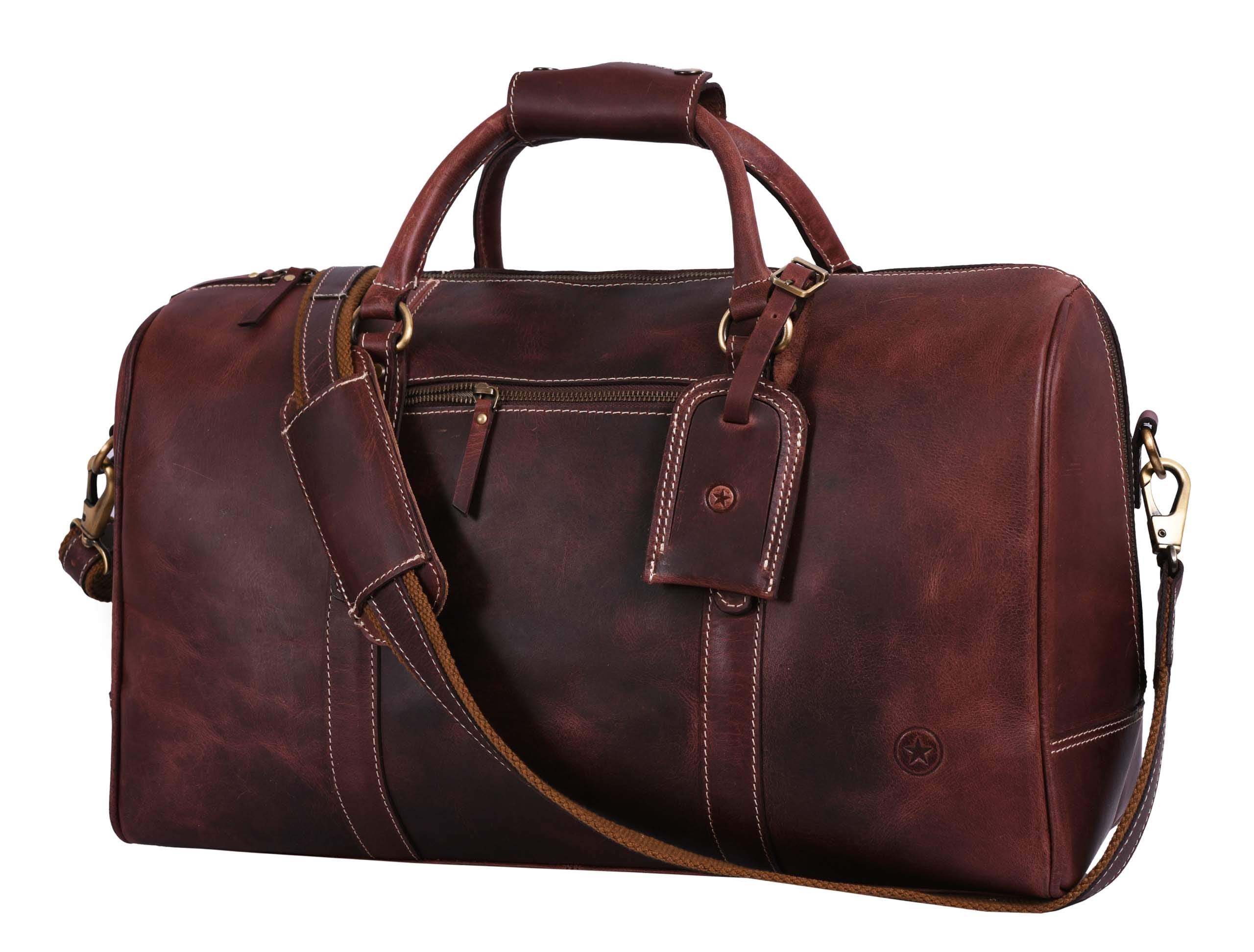 Leather Travel Duffel Bag for Men & Women