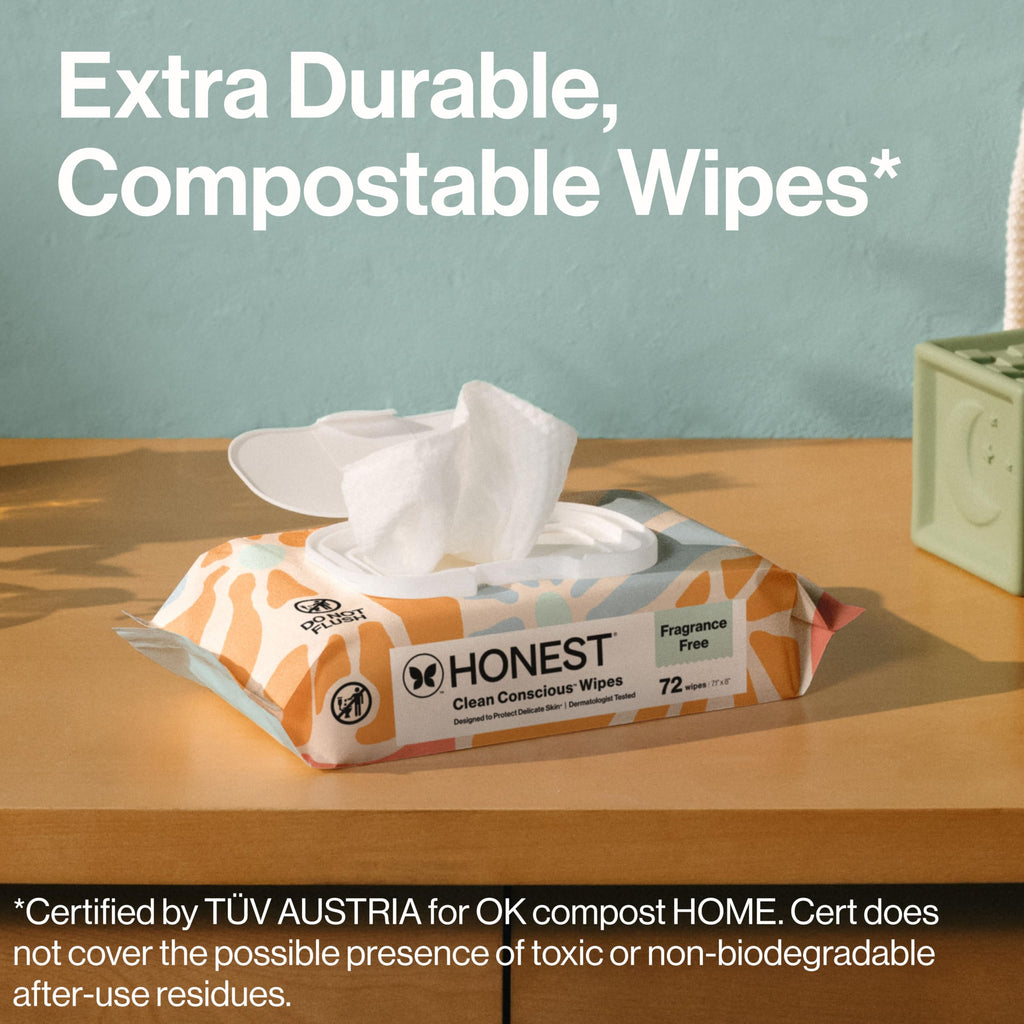 The Honest Company Hypoallergenic Multi-Use Baby Wipes for Sensitive Baby Skin, Pattern Play, 10 Count
