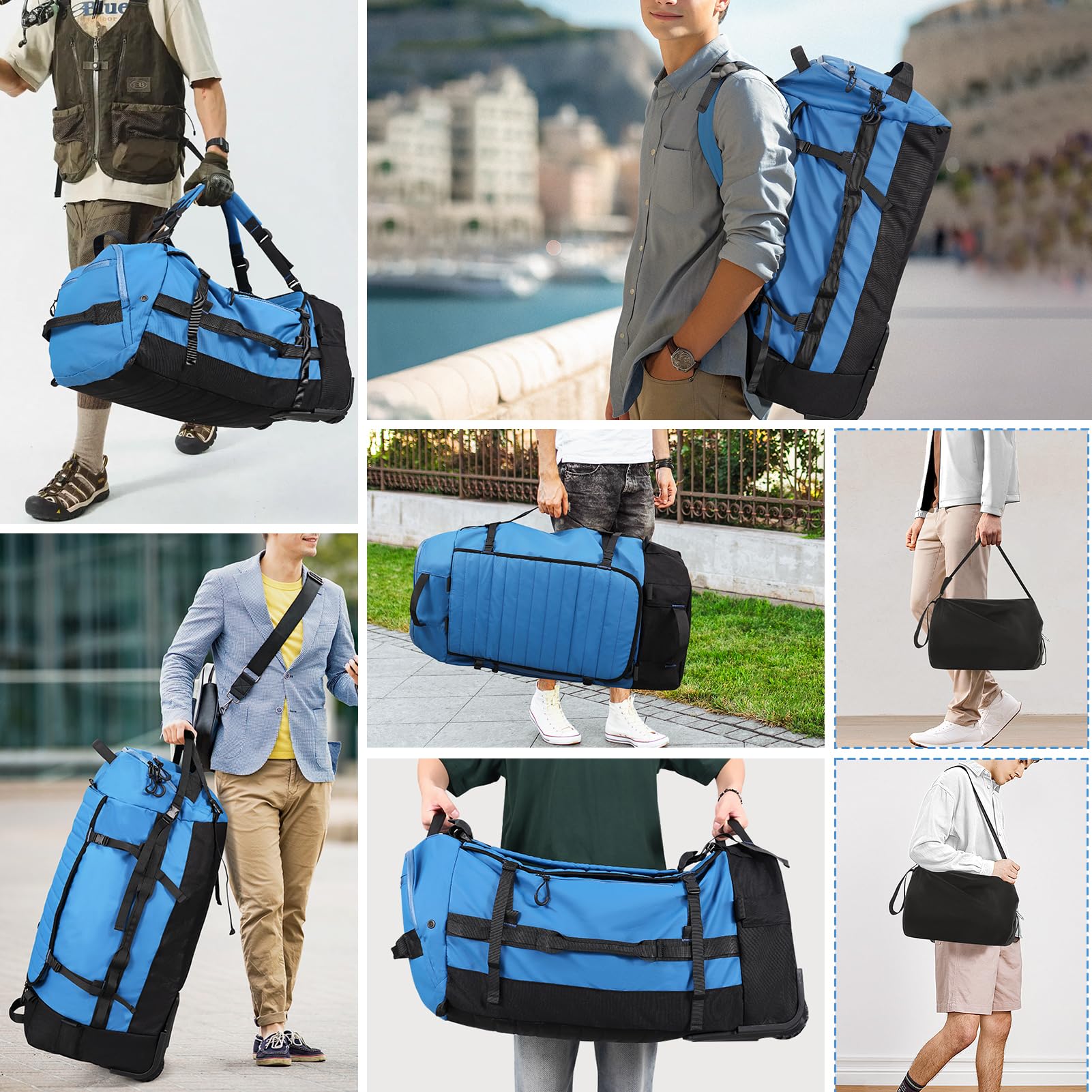 AquaRoll 29 Quilted Wheeled Duffle Backpack -  by Handbags Specialist Headquarter | Available at Handbags Specialist Headquarter