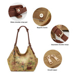 Worldlyda Women Canvas Embroidered Hobo Tote Bag