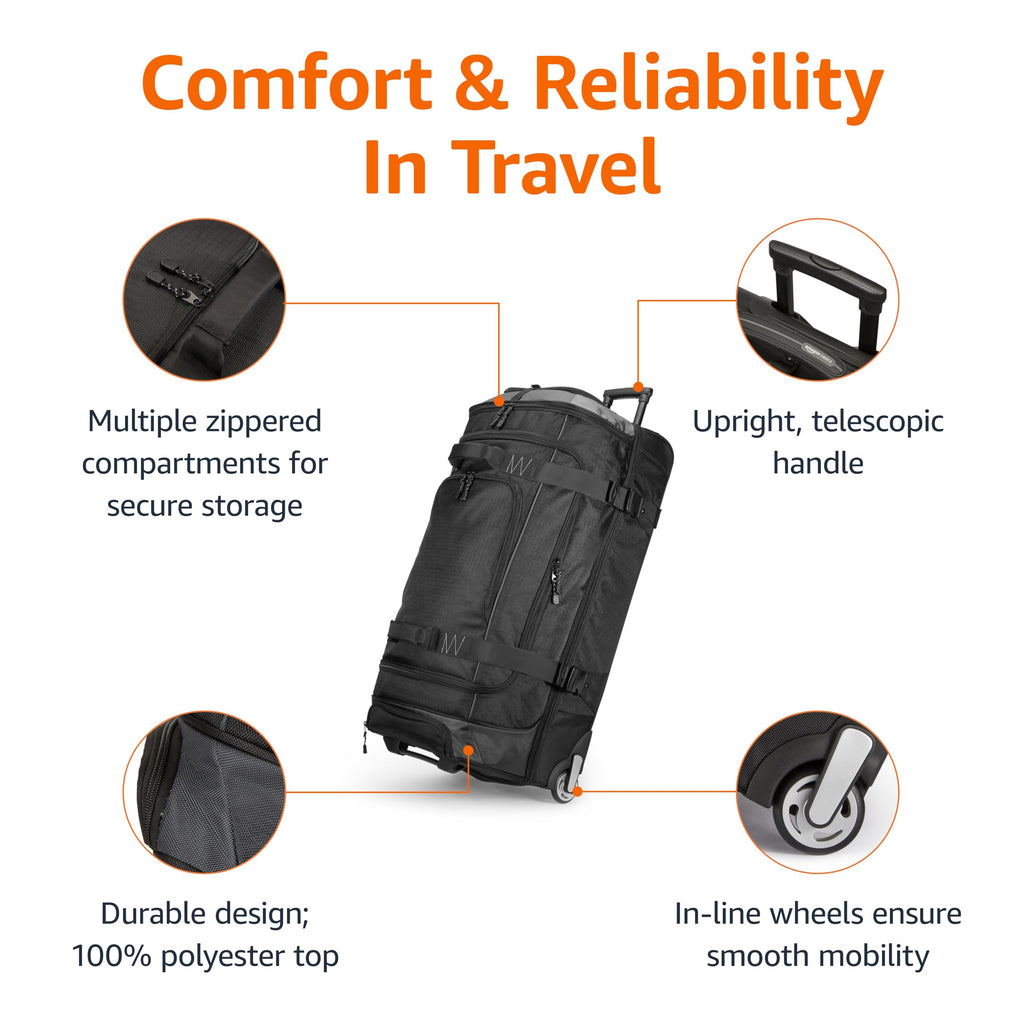 Amazon Basics 35 Large Rolling Duffle Bag, Blue -  by Handbags Specialist Headquarter | Available at Handbags Specialist Headquarter