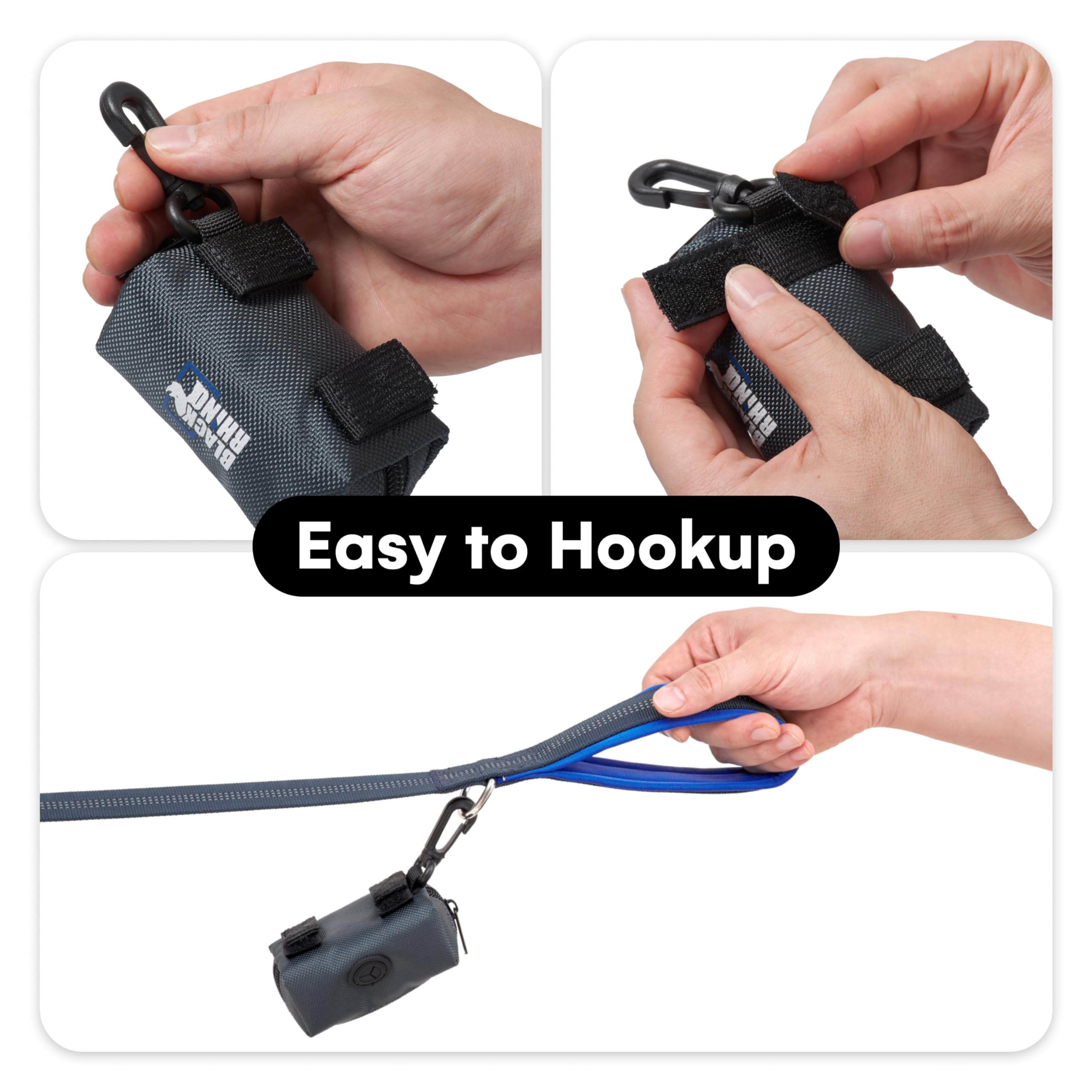 RhinoGrip Aqua: Double Handle Reflective Dog Leash -  by Handbags Specialist Headquarter | Available at Handbags Specialist Headquarter